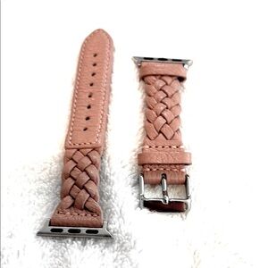 Braided Leather Watch Band - color pink sand